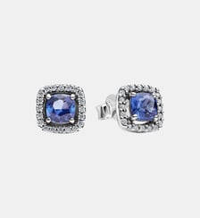 Clous d'Oreilles Halo Bleu Carré Scintillant Pandora