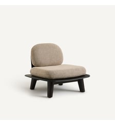 Fauteuil en teck massif et coussins en tissu chiné AM.PM