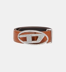 4 cm ceinture en cuir avec boucle Oval D martelée Diesel