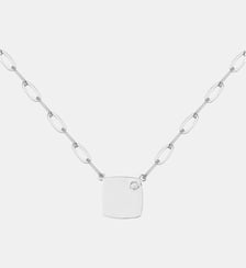 Collier maille rectangles allongés Insolite en Argent avec diamant blanc La Garçonne Diamant