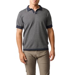 Polo rayé en coton tricot à col V Leefield Rodd & Gunn