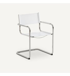 Fauteuil de table, croûte de cuir véritable et acier chromé AM.PM