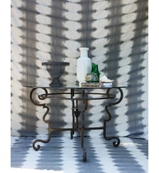 Table à manger ronde en verre biseauté Karla N°1202- Produit chiné Debongout