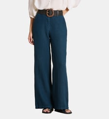 Pantalon droit et large en lin taille haute La Fée Maraboutée