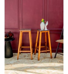 Paire de tabourets en bois Regis N°565- Produit chiné Debongout