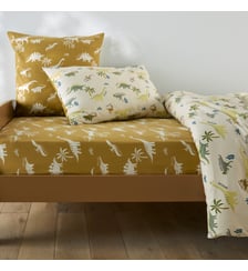 Drap-housse enfant, en coton biologique, bonnet 25 cm, imprimé dinosaures La Redoute Interieurs