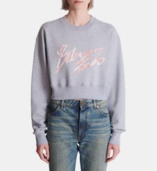 Sweatshirt court en coton à imprimé Balmain