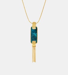 Collier pendentif nacre rectangulaire   doré à l'or fin - Ashanti Satellite