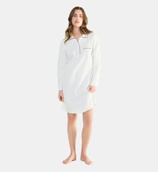 Chemise de nuit col polo en coton, Mystérieuse Laurence Tavernier