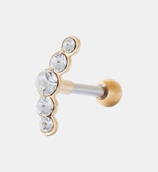 Piercing stud helix/tragus 5 strass acier chirurgical 316L doré Balaboosté