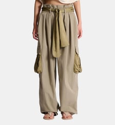 Pantalon taille haute en sergé de coton Balmain