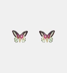 Boucles d'oreilles tiges Papillon vert et violet Les Néréides