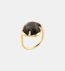 Bague, quartz fumé, diamants, or jaune Morganne Bello
