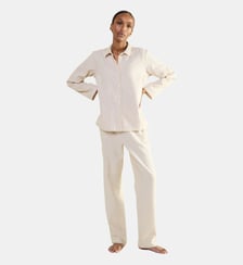 Pyjama col classique en flanelle de coton, Flanelle Rayée Laurence Tavernier