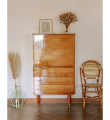 Secrétaire mid-century en bois vernis Honoré N°203- Produit chiné Debongout