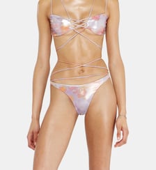 Bas de bikini à brides métalliques imprimé floral Diesel