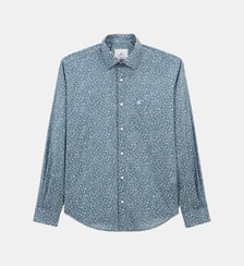 Chemise droite à motif fleuri en coton Serge Blanco