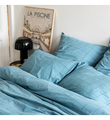 Housse de couette en percale de coton lavé, IMPRESSION GRAPHIQUE Blanc Cerise