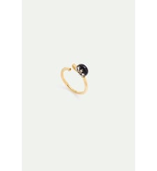 Bague ajustable escargot noir et doré, cristaux Les Néréides