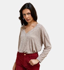 T-shirt manches longues col v uni TARCEL La Petite Etoile