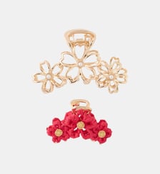 Set de 2 pinces à cheveux fleurs raphia fuchsia Balaboosté