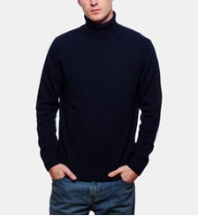 Pull col roulé marine en laine et cachemire Atelier Privé