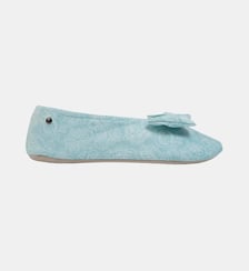 Chaussons ballerines velours félin et noeud Isotoner