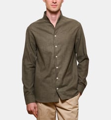 Chemise en flanelle kaki col officier coupe droite Atelier Privé