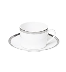 Tasse à thé avec soucoupe en porcelaine finition platine - MALMAISON Christofle