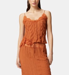 Top en crêpe georgette froncé et dentelle Pinko