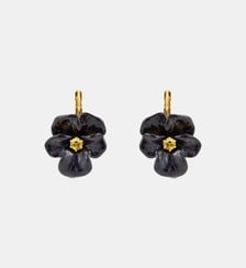 Boucles d'oreilles dormeuses pensée noire et cristal taillé Les Néréides