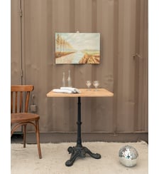 Table à manger bistro en chêne et fer Denise N°1213- Produit chiné Debongout