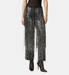 Pantalon élégant à franges et à paillettes Pinko