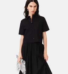 Chemise avec strass et perles Maje