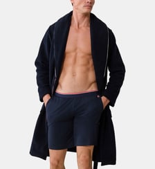Robe de chambre chaude bleu marine avec col châle Le Slip Francais