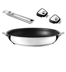 Eclipse - Set poêle 32 cm revêtement céramique avec poignée inox et anses amovibles Cuisinox