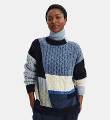 Pull col rond patchwork Bompard