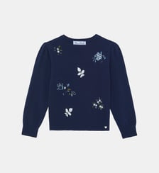 Pull -  laine broderies fleurs Tartine Et Chocolat