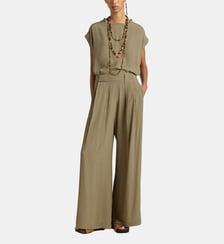 Pantalon aspen en acétate de soie uni Momonì
