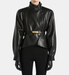 Veste à basques en cuir d'agneau Balmain