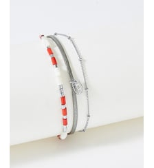 bracelet cuirs et chaines Appoline Acier & Bamboo Flowers for Zoe