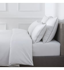Housse De Couette Pure White Satin Lavé Midnight Blue Finition Black Drouault