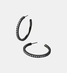 Créoles moyennes ornées de cristaux avec finition gunmetal Aristocrazy