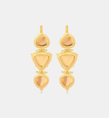 Boucles d'oreilles dormeuses longues   doré à l'or fin - Bysance Satellite