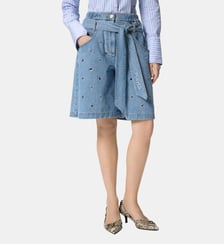 Short ceinturé en denim à œillets Pinko