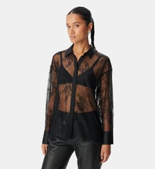 Chemise dentelle col satiné Ikks