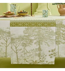 Chemin de table pur coton antitache 220 g/m² motif jacquard vert Le sud vert Garnier Thiebaut