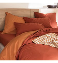 Taie d'oreiller en percale de coton lavé, DOUCEUR LAVÉE Blanc Cerise