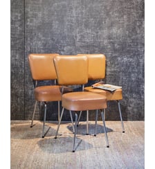 Lot de 3 chaises en skaï camel Claude N°1608- Produit chiné Debongout
