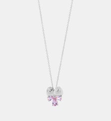 Collier pendentif argenté pensée et pierres roses Les Néréides